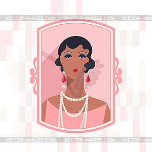 Retro background with beautiful girl of 1920s style - vector image