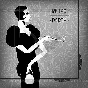 Retro party background with beautiful girl of - vector image