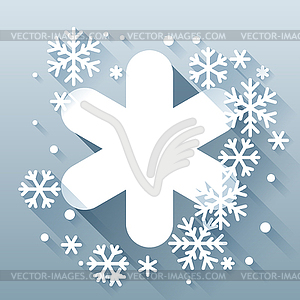 Abstract background with snowflakes in flat design - vector clipart