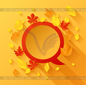 Background with autumn leaves in flat design style - vector image