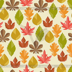 Seamless pattern with autumn leaves - vector clipart