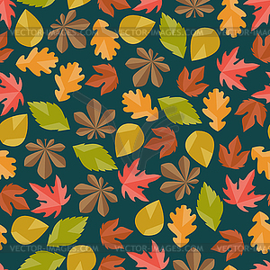 Бесшовный фон с осенними листьями - векторный клипарт / векторное изображение