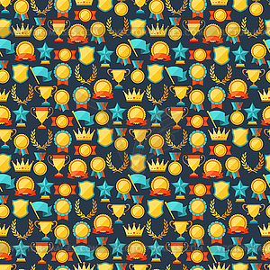 Seamless pattern with trophy and awards - vector image