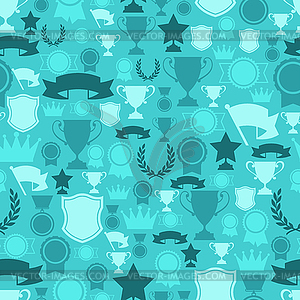 Seamless pattern with trophy and awards - stock vector clipart