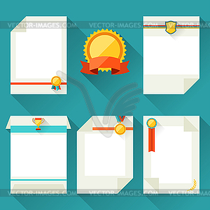 Certificate templates with trophies and awards - vector image