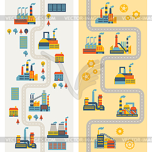 Industrial factory buildings vertical banners - vector image