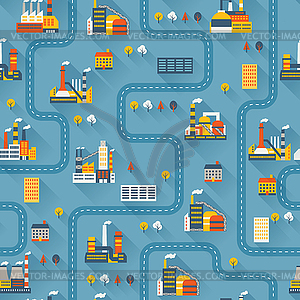 Industrial factory buildings seamless pattern - royalty-free vector image