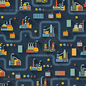 Industrial factory buildings seamless pattern - vector clip art