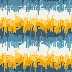 Industrial factory buildings seamless pattern - vector image