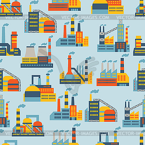 Industrial factory buildings seamless pattern - vector clipart