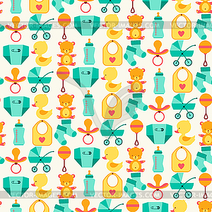 Seamless pattern with newborn baby icons - vector image