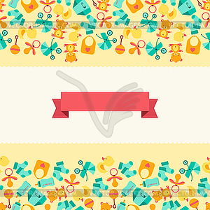 Seamless pattern with newborn baby icons - vector clip art