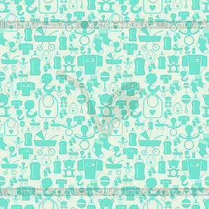 Seamless pattern with newborn baby icons - vector clip art