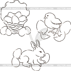 Happy Easter set of characters - vector clip art