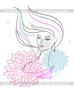 Beautiful woman with flower - vector image