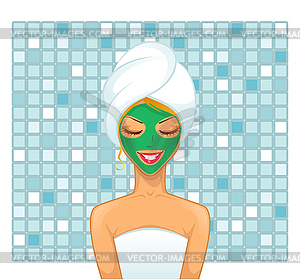 Young woman in bathroom - vector image