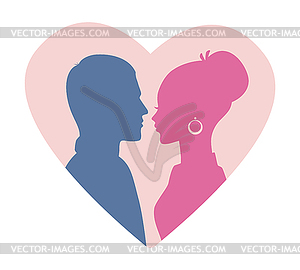 Man and woman silhouette - vector image