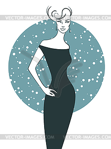 Woman silhouette in dress - vector image