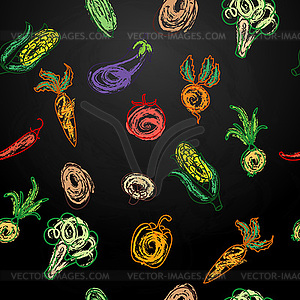 Chalkboard with vegetables - vector clipart