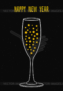 Бокал шампанского со звездами - изображение в векторе / векторный клипарт