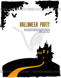 Happy halloween card with castle - vector image