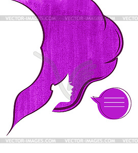 Woman with watercolor hair - vector EPS clipart