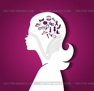 Женщина с головой иконки - векторизованный клипарт