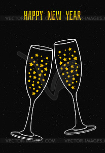 Glass of champagne with stars - vector image