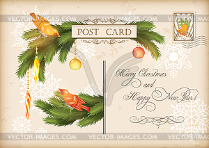 Christmas Vintage Holiday Postcard - vector clipart