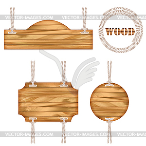 Wood frames on rope - vector clipart