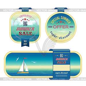 Set of summer sale labels, tags, stickers, banners - vector clipart