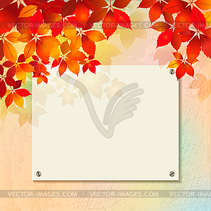 Autumn background with plastered wall, billboard - vector clipart / vector image
