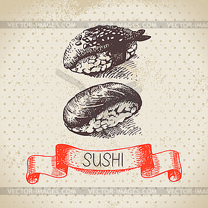 Vintage sushi background - royalty-free vector clipart