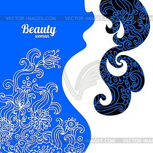 Floral background with pregnant woman silhouette - vector clip art