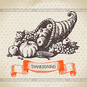 Vintage Thanksgiving Day background - vector clipart / vector image