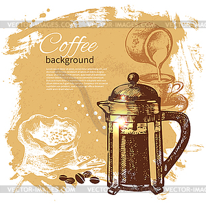 Vintage coffee background - color vector clipart