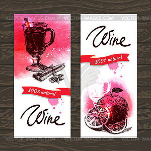 Banners of mulled wine vintage background. - vector clipart