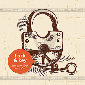 Vintage lock and key banner - vector clipart