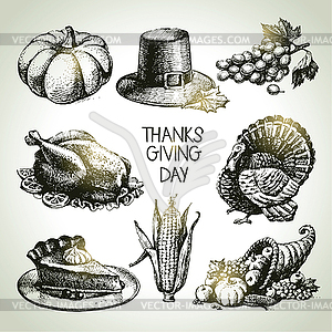 Thanksgiving Day set. vintage s - vector clip art