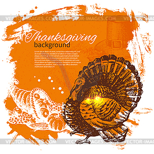 Vintage Thanksgiving Day background - vector clipart