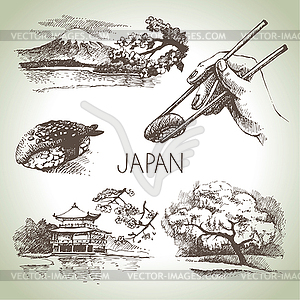 Vintage Japanese set - vector clipart / vector image