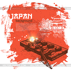 Vintage Japanese sushi background - vector clip art