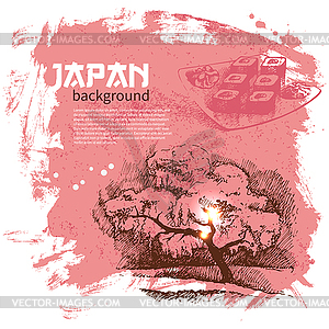 Vintage Japanese sushi background - vector clipart