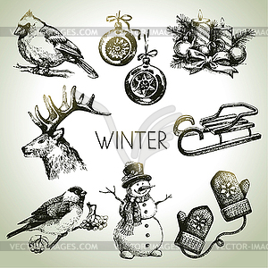 Winter Christmas set - vector clipart