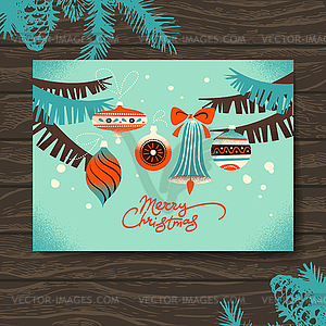 Vintage Christmas card - vector image