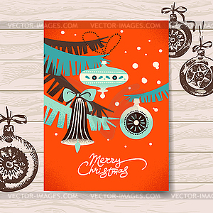 Vintage Christmas card - vector clipart