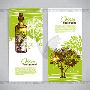 Banner set of vintage olive background splash - vector EPS clipart