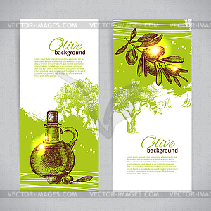 Banner set of vintage olive background splash - vector clipart