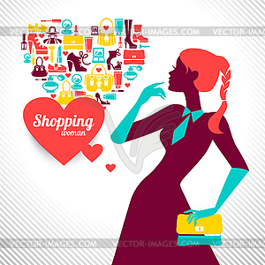 Shopping woman silhouette. Elegant stylish design - vector image