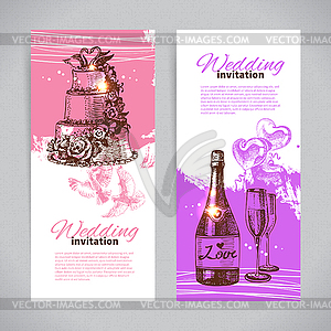 Wedding invitations. Banner set of vintage wedding - vector clipart